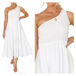 Elegant White One-Shoulder Dress